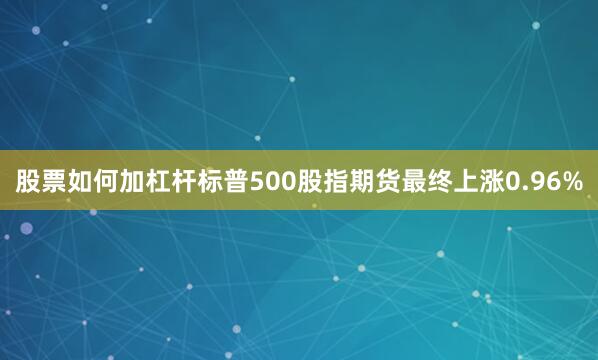 股票如何加杠杆标普500股指期货最终上涨0.96%